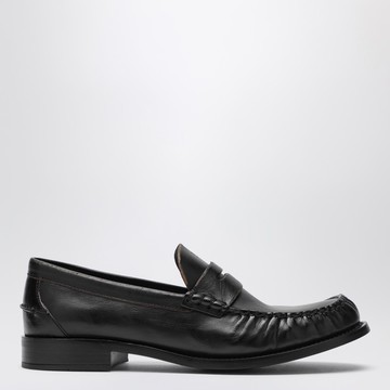 Black polished leather loafers
