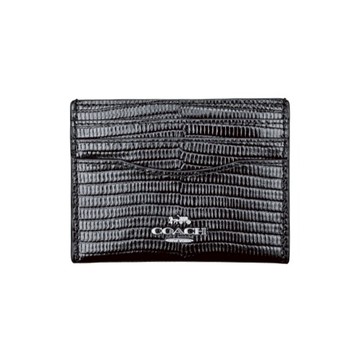 [平輸版] 【COACH】黑色蜥蜴壓紋皮革三卡名片夾/證件夾票卡夾 真品平輸