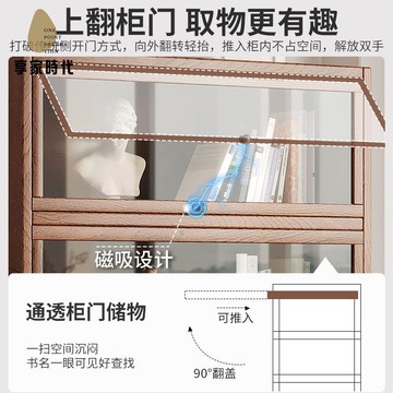 免運 實木床頭櫃 書架  置物架 落地家用 防塵 展示櫃子 儲物櫃 臥室床邊小書櫃xj7311