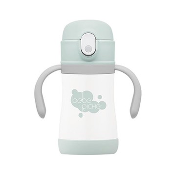 韓國 Beberiche - 360度導珠 不鏽鋼保溫吸管水杯-綠色