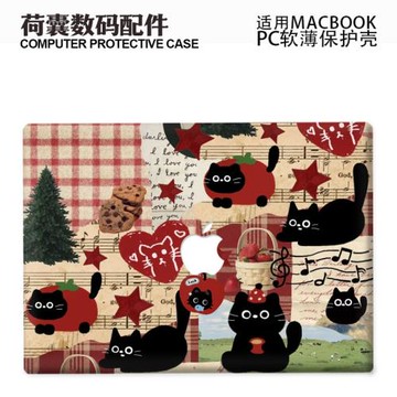 適用25新款Macbook保護殼m3輕軟m1蘋果筆記本電腦套air薄殼磨砂m4 pro 13/14/15防摔2338柿子貓2442可愛2681