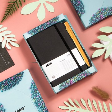 【雷雕刻字】獨家 / LAMY 原子筆 A6 鋼筆用筆記本禮盒 - safai