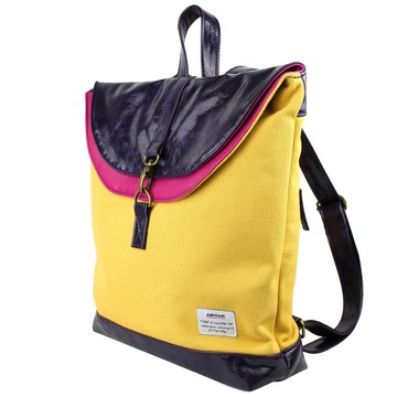 AMINAH-黃色疊層後背包