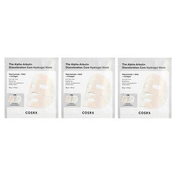 CosRx, α-熊果苷斑點護理水凝膠美容面膜，3 片裝，每片 1.19 盎司（34 克）