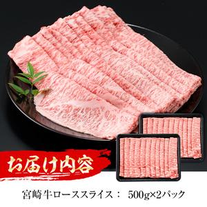 ふるさと納税 宮崎牛 ローススライス(計1kg・500g×2) 宮崎県日之影町