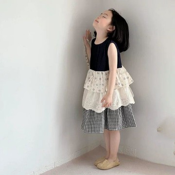 Mimo⭐女童無袖連衣裙夏天寶寶花邊公主蛋糕裙兒童超好看森系裙子薄