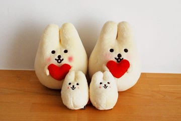 Mori Shu麻糬兔絨毛小抱枕+小吊飾鑰匙圈(一大一小組合優惠)