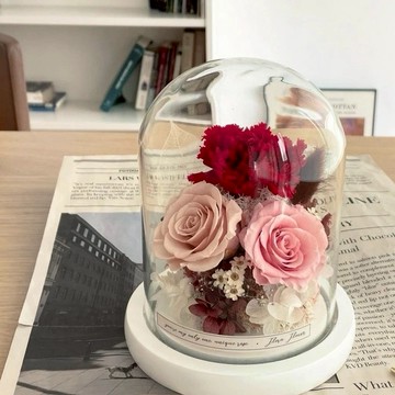 【Flora Flower】永生花夜燈 - 酒紅康乃馨