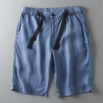 外貿尾貨剪標萊賽爾天絲面料短褲夏季男士休閑卡扣牛仔五分褲中褲