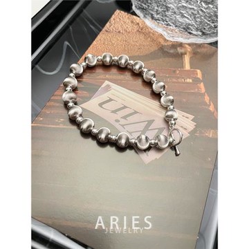 Aries 重工貓眼拉絲磨砂圓球手鏈純銀OT扣輕奢簡約時尚夏季百搭款