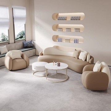 公司貨 最優價 免運 開立發票 沙發 實木沙發 真皮沙發 奶油風沙發客廳小戶型布藝服裝店異形美容院弧形沙發休息區接待