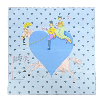 Hermes 愛馬仕 Tea Time Medaillons愛心馬車 70 真絲方巾(水藍)_廠商直送