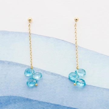 SOPHIE  DESCHAMPS 3水滴磷灰石長鍊金耳環