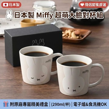 🔥【批發日本】現貨快出 日本製 Miffy 米飛兔 簡約大臉 陶瓷馬克杯 雙入對杯組 附禮盒 情侶杯 生日禮物 送禮首選