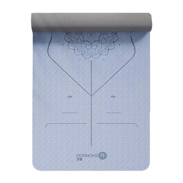 ZHONGOU 長紅 TPE加厚款正位線防滑雙色瑜珈墊 厚15mm TP189015 贈綁帶+背袋+拉力繩或拍拍球(顏色款式隨機)  藍色  185 x 90cm  1組