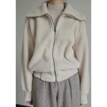 洋氣時尚高級感羊羔毛外套女秋冬日系復古簡約小眾休閑拉鏈衛衣潮