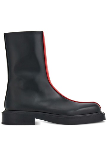 Ferragamo - stripe-print leather ankle boots - men - CALFSKIN/CALFSKIN/Goat Skin - 7.5 - Black