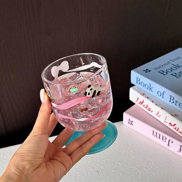 甜品杯 高顏值派對杯子 高腳雪糕甜品杯冰激凌杯子冷飲杯女生水果布丁杯果茶杯萌趣玻璃杯 玻璃杯有蓋 冰淇淋杯 透明玻璃杯
