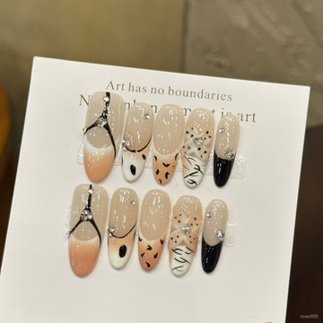 💟加一手工甲💅🏻藝禾穿戴甲【美拉德花卉】手繪捏捏立體鵰花豹紋設計手工穿戴甲純手工穿戴甲 NU24