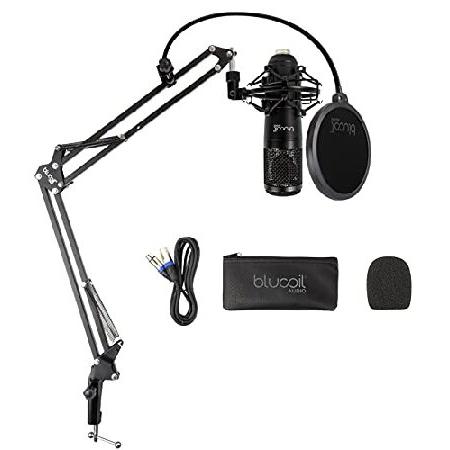 blucoil Cardioid Condenser Studio XLR Microphone for Acoustic Guitars, Woodwind, Vocal and Music Recording on 48V Phantom Powered Audio Interfaces and