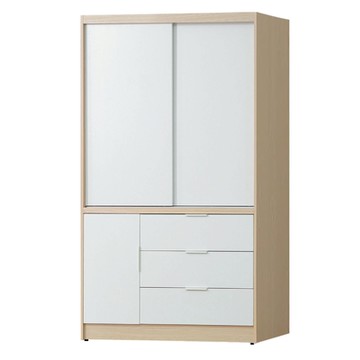 文創集 普伊斯4.1尺推&開門三抽衣櫃(二色可選)-122x60x200cm免組