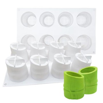 8連竹子硅膠模具慕斯蛋糕法式甜品竹節果凍布丁香薰蠟燭烘焙模