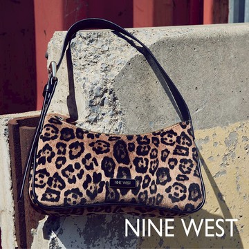 【NINE WEST】ADLEE 流線型純色 肩背包包 - 豹紋 (566572) 腋下包 小包 精美箱裝