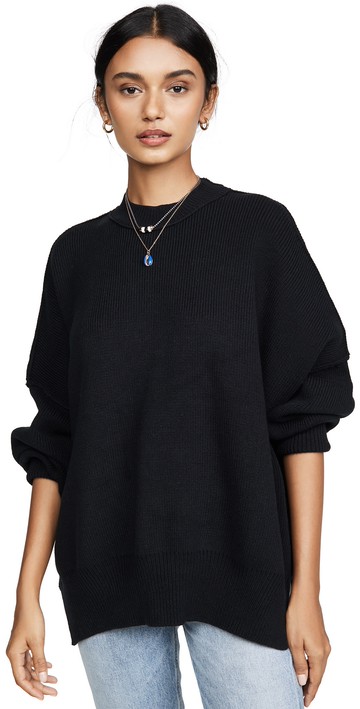 Free People Easy Street Tunic Sweater Black S