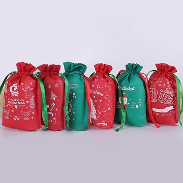 禮物袋 抽繩束口袋 無紡布 禮品袋 束口袋 老人雪花 收納袋 交換禮物 禮品袋 聖誕節 聖誕節【BlueCat】【RXM0691】