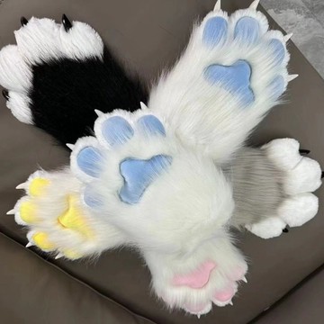 【Chan's】爆款超萌福瑞2成品獸裝手彩色獸爪cosplay手套貓娘指甲吱吱小貓爪手套