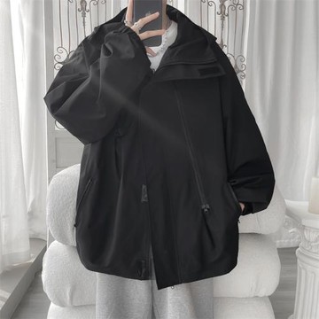 美式機能桑延沖鋒衣男春秋潮牌寬松大碼外套ins防風拉鏈工裝夾克