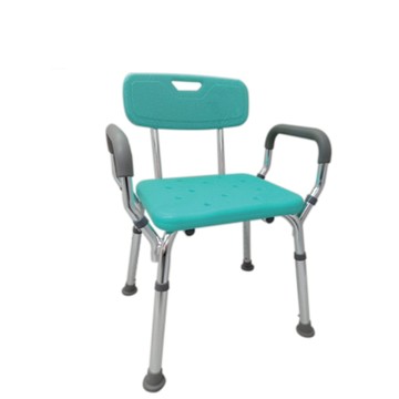 【洗澡椅】富士康 綠色有背有扶手 浴室洗澡椅0015 鋁合金洗澡椅、靠背可拆、扶手可拆、防滑調整、高度可調、蓮蓬頭可掛、防鏽防滑、居家浴椅、長照補助