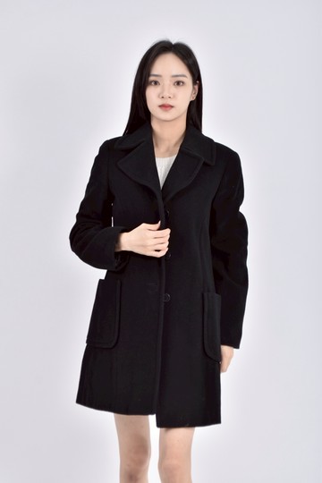 (S) g2000質感羊毛風衣大衣黑色外套