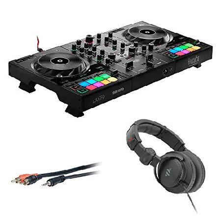 Hercules DJControl Inpulse 500 DJ Software Controller with Polsen HPC-A30-MK2 Monitor Headphones ＆ Mini to 6' RCA Cable Bundle