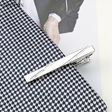 新款歐美簡約領帶夾男士銀色商務職業正裝領夾精品領帶扣禮盒裝