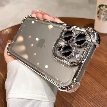 十倍防摔適用iphone15手機殼蘋果15promax新款鈦原色帶鏡頭膜14pro透明13氣囊12高級感11女x簡約男全包硅膠套