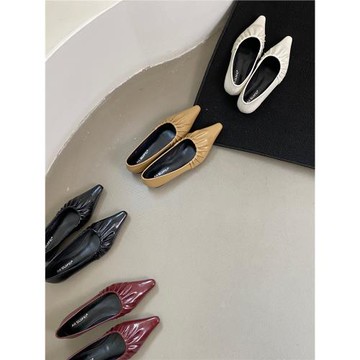 法式淺口單鞋女一腳蹬2025春秋新款兩穿踩腳平底鞋小眾軟底豆豆鞋