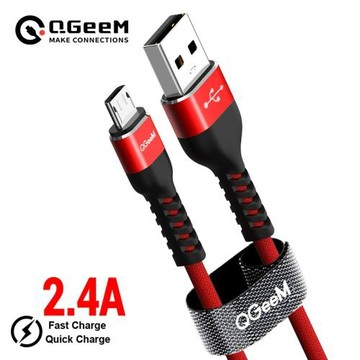 Micro USB數據線批發2.4A安卓快充線鋁合金編織充電線適用三星Mi
