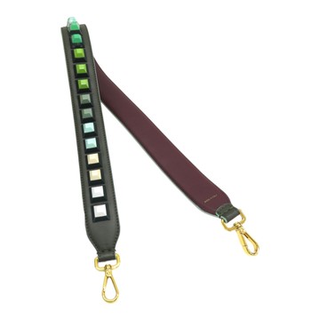 【二手名牌BRAND OFF】FENDI 芬迪 綠色 棕色 皮革 Strap You 背帶