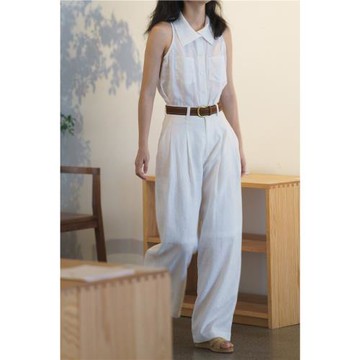 【丁東馬】自制/自在如風/時間造物純亞麻透氣闊腿高腰休閑褲長褲