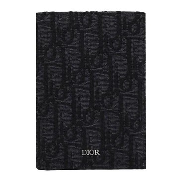 Christian Dior Oblique 經典緹花帆布對折5卡護照夾.黑