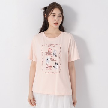 萌系貓咪印花寬鬆TEE