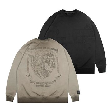 GRAF原創品牌【做舊水彩】戰損版女神花卉長頸鹿臟洗美式圓領衛衣