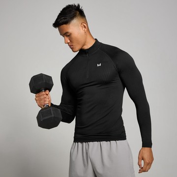 MP Men's Tempo Pillar Graphic Seamless 1/4 Zip - Black - S