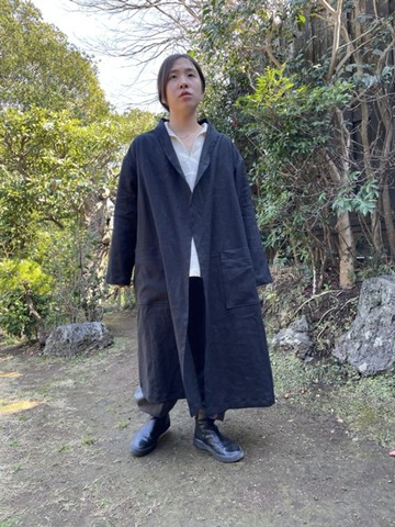 麻長袍外套（黑色）