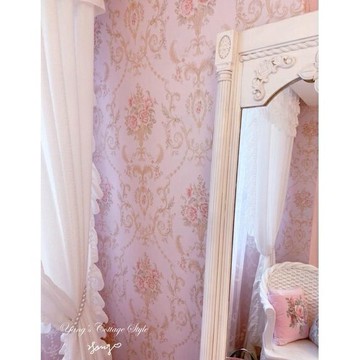 ｛現貨附發票｝壁貼 牆壁紙 立體浮雕壁貼 鄉村風 公主風 玫瑰花壁貼 自黏壁貼 粉藍米3色10m 生活用品 居家裝飾