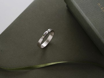 ni.kou 純銀 一顆真心 類寶石 單戒 男戒 女戒 尾戒 (寬版)