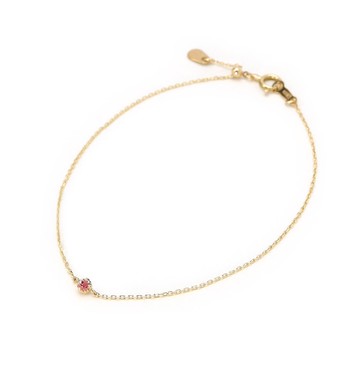 10月誕生石 K10 粉紅碧璽單鑽手鍊 ~Petela~ (可改 K18)