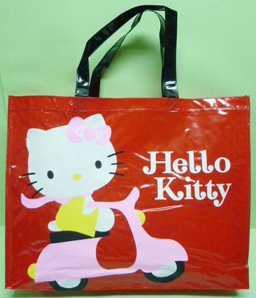 【震撼精品百貨】Hello Kitty 凱蒂貓 亮面手提袋 摩托車  震撼日式精品百貨
