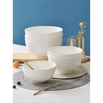 碗6個 純白骨瓷碗4.5英寸吃飯碗白色陶瓷碗中碗家用6寸碗可微波爐